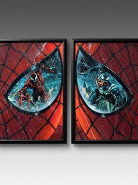 Spider-Man Venom Carnage Framed Art Print Set Pair Marvel Wall Decor